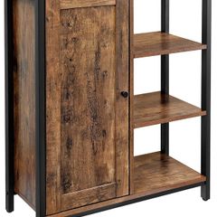 _Sideboard, Side Cabinet, Kitchen Cabinet with 4 Open Shelves, Hallway Cabinet, Chest of Drawers, Kitchen, Living Room, Dining Room, Office, Bathroom, Hallway, Industrial Design, Vintage, Dark Brown