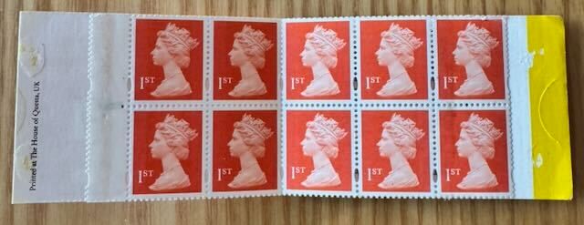 UK 10 First Class Stamps Book, complete