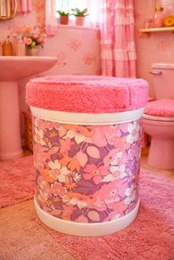 Vintage 1960s floral bathroom seat with storage