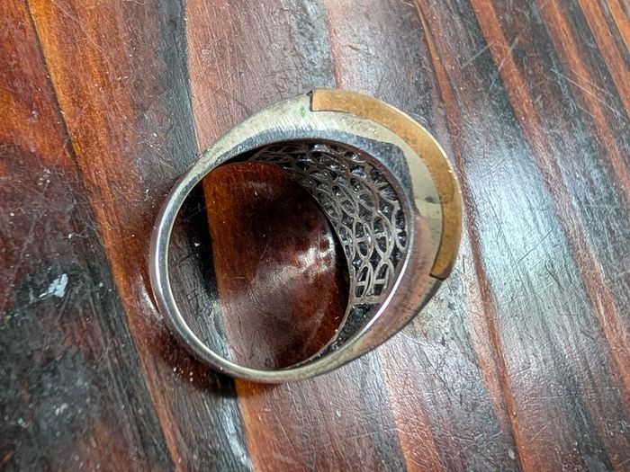 Heavy 13g Sterling Silver Turkish Tughra Ring , Tigers Eye , Size V