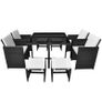 9 Piece Outdoor Dining Set with Cushions Poly Rattan Black Image 10
