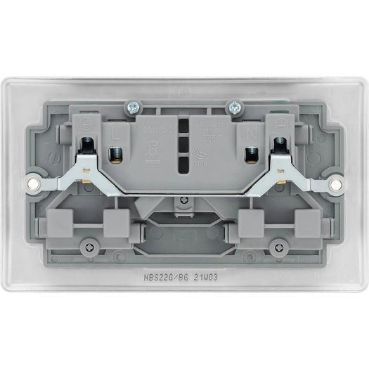 2x BG Nexus Brushed Steel NBS22G Double Socket Switched