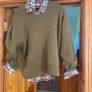 Zara Olive Green Oversized  V Neck Jumper  Size Large Image 6