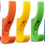 Unbreakable Durable Mini Plastic Safety Bag Hat & Coat Wall Mounted Hooks for Schools, Home and Work 5 Pack RAINBOW Image 2
