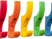 Unbreakable Durable Mini Plastic Safety Bag Hat & Coat Wall Mounted Hooks for Schools, Home and Work 5 Pack RAINBOW