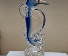 Blue Art Glass Seahorse Ornament