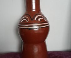 VASE - Large Vintage - Brown - Cream & Black