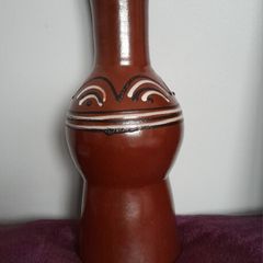 VASE - Large Vintage - Brown - Cream & Black