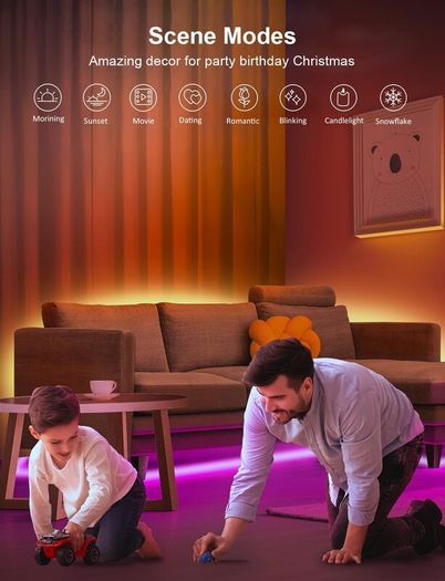 30M LED Strip Lights, Ultra Long Bluetooth RGB Light Strips with Remote & App Control, Colour Changing Tape Lights, Music Sync Dimmable Lighting for Bedroom, Living Room, Gaming Room & Christmas Decor [Energy Class A]