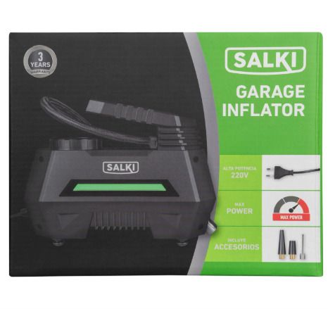 SALKI GARAGE INFLATOR Stationary High Performance Air Compressor for Cars, Motorcycles, Bikes and Scooters, 220V-230V, for Use in Workshops and Garages