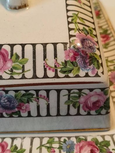 Henry Alcock Victorian Staffordshire Hand Painted Butter Dish