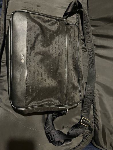 armani messenger laptop travel bag shoulder black