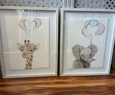 Large framed animal water colour pictures