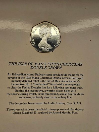 Isle of Man 1984 Silver Proof Christmas 50p Coin in Original Folder