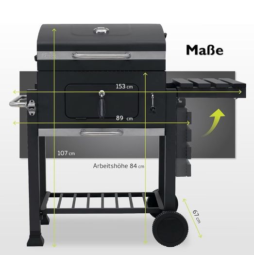 Grillwagen Toronto Click Charcoal Barbecue, Anthracite/Stainless Steel, 56 x 41.5 cm