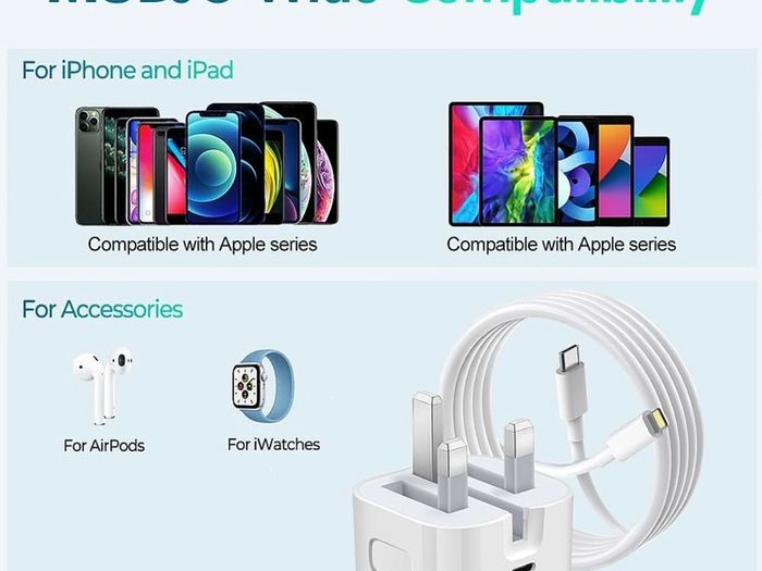 IPhone charger [Apple MFi Certified] PD 20W USB C Fast Charger Plug and USB C Fast Charge Cable 2M,Type C Wall Charging Fast Charger,for iPhone 14 13 12 11,iPad, AirPods