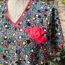 Vintage 80s Tunic dress monochrome with multicoloured print and red trim detail uk 14 Image 9