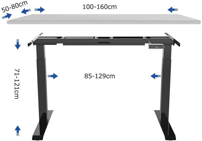 _Electrically height-adjustable desk with collision protection, memory control and soft start / stop function (black)