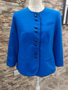 Electric blue ladies blazer with black button and trim detail size M/L Postage included