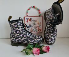 Dr Martens Pascal 1460 8 hole flowers floral ankle boots UK5 EU 38 US 7