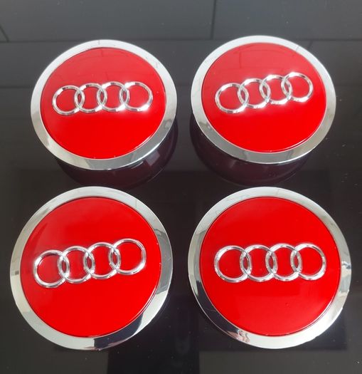 4 x Red Audi 69mm Centre Caps - FREE POST