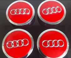 4 x Red Audi 69mm Centre Caps - FREE POST