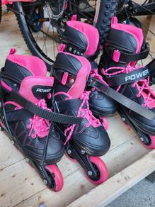 Roller skates and helmet