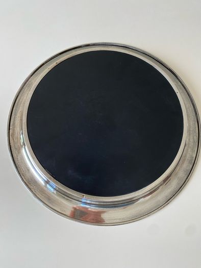 Set of six mid-century roly poly cocktail/punch glasses and tray