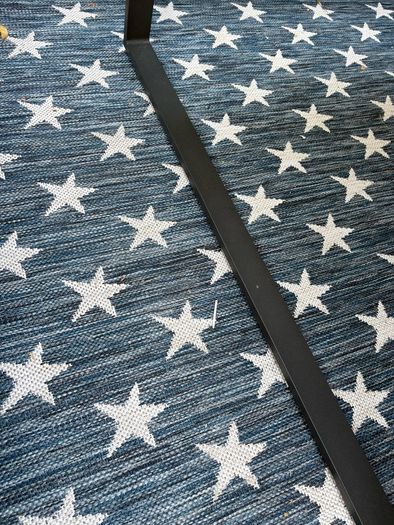 Ex display limited edition 200cm x 300cm navy and white star print indoor/outdoor rug
