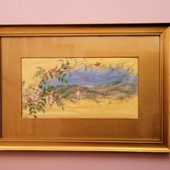 Antique french painting on silk