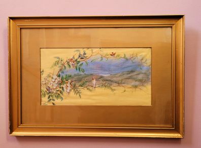 Antique french painting on silk