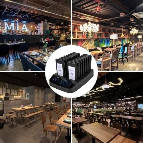 Restaurant Pager 16 Coasters Paging System Max 98 Nursery Pager Wireless Paging Queuing Calling System Touch Screen with Vibration, Flashing and Buzzer for Social Distance Hotels and Cafes