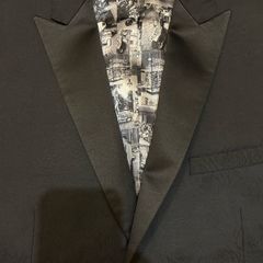 Lambretta Mens Black Mod Suit. 38R, 32R. Rose Pattern, Scooter Lining.