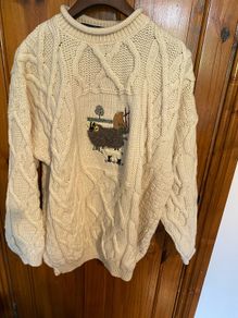 aran jumper as new pure wool unisex medium to large
