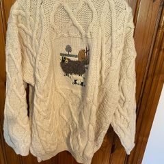aran jumper as new pure wool unisex medium to large