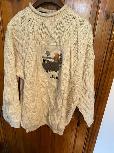 aran jumper as new pure wool unisex medium to large