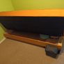 Yellow velvet sofa bed with storage Image 3