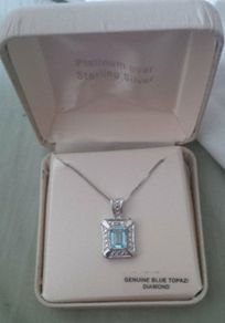 Brand New Genuine Blue Topaz Diamond Necklace