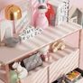 Dresser for Bedroom with 8 Fabric Drawers, Tall Storage Organizer Unit with 2 Layers Shelf, TV Stand with Sturdy Metal Frame (Pink) Image 4