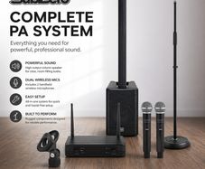 SubZero L410X Bluetooth Column PA System, plus Microphones and Microphone stand.
