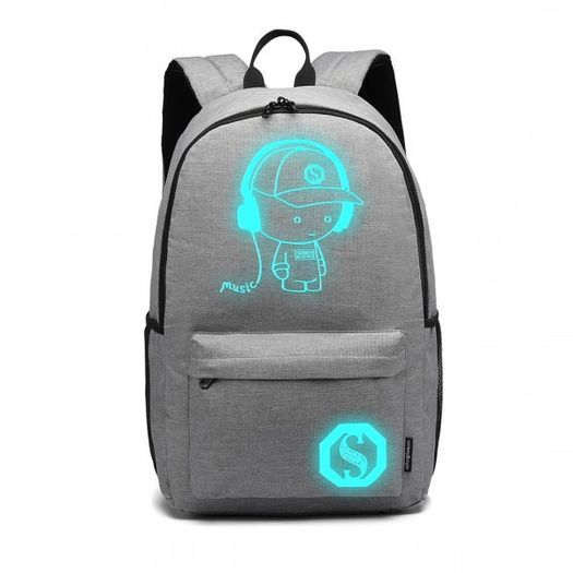 Glow in the dark backpack/school bag (Grey)