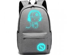 Glow in the dark backpack/school bag (Grey)