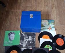 Vinyl Record box & 10 records