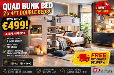 New Quad Bunk bed 2 4ft Doubles Free delivery