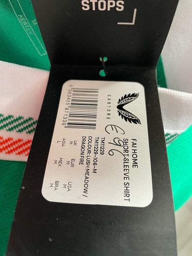 Jersey FAI home Castore jersey size M brand new