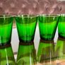 Set 4 Vintage Vereco France Small Forest Green Juice Glasses Tumblers MCM Image 8