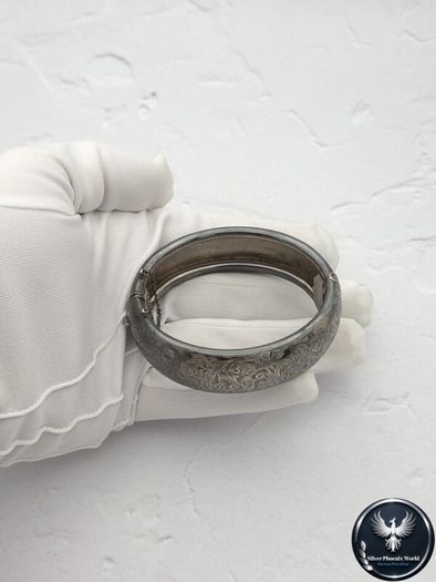 Rare Sterling Silver Chunky Chester Bangle, 1947