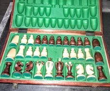 Large antique hand carved chess set