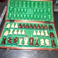 Large antique hand carved chess set