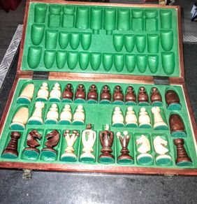 Large antique hand carved chess set